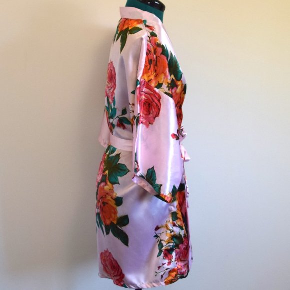 2/$20 Pink Floral Spring Satin Robe - Picture 5 of 8